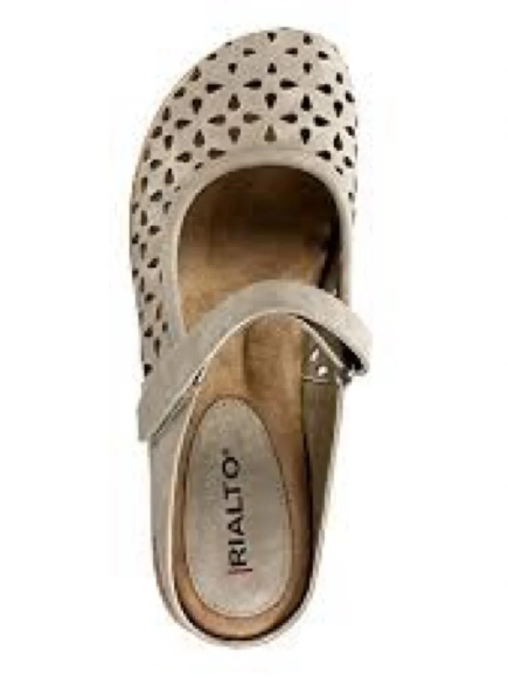 Rialto Vienna Cutout Mary Jane Wedge Clogs Mules Taupe Grey Size 9M